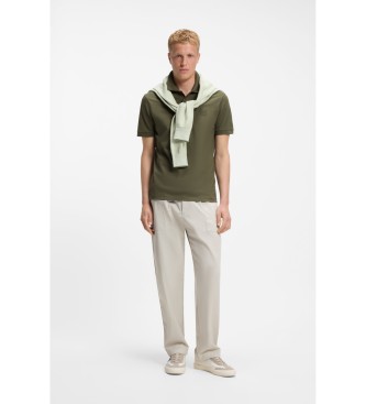 BOSS Polo slim fit in cotone elasticizzato con applicazione logo verde