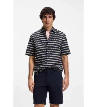 BOSS Chemise Coupe r�guli�re popeline imprim�e marine