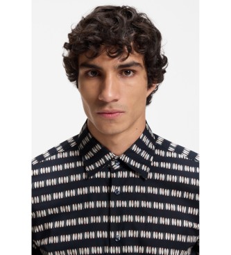 BOSS Chemise Coupe r�guli�re popeline imprim�e marine