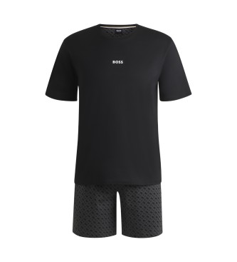 BOSS Pijama de algodo com logtipo e monogramas pretos