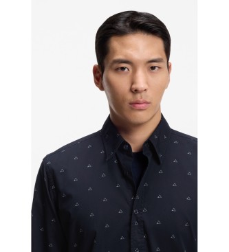BOSS Chemise en popeline � coupe r�guli�re, imprim� marine