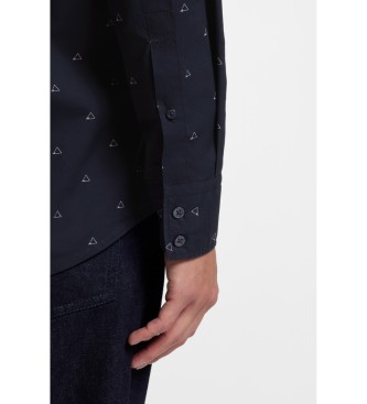 BOSS Chemise en popeline � coupe r�guli�re, imprim� marine