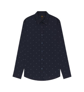 BOSS Chemise en popeline � coupe r�guli�re, imprim� marine