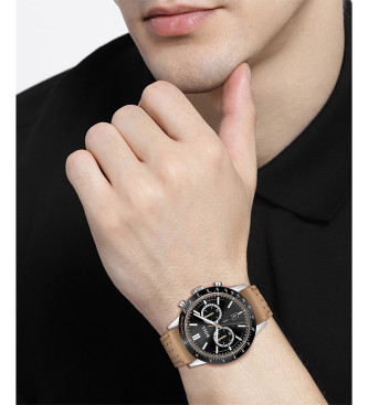 BOSS Montre analogique avec bracelet en cuir Allure Black