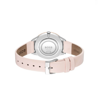 BOSS Analogue Watch with leather strap Pura silver white