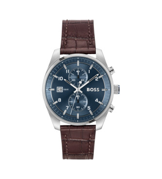 BOSS Chronographenuhr mit Lederarmband Skytraveller marine