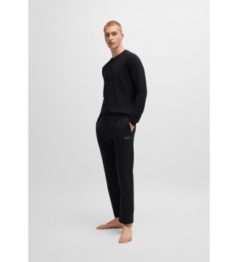 BOSS Regular fit knitted pyjamas with tonal topstitching   Black