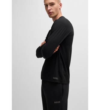 BOSS Regular fit knitted pyjamas with tonal topstitching   Black