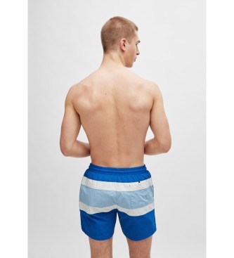 BOSS Kurze Badehose mit vollem Futter und Farbblockierung  blau