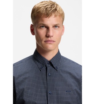 BOSS Regular Fit Dobby navy checked shirt