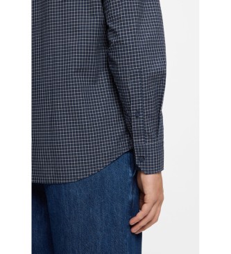 BOSS Regular Fit Dobby navy checked shirt