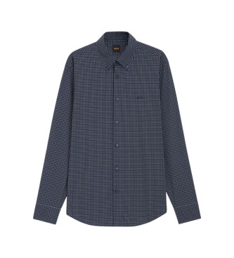 BOSS Regular Fit Dobby navy checked shirt