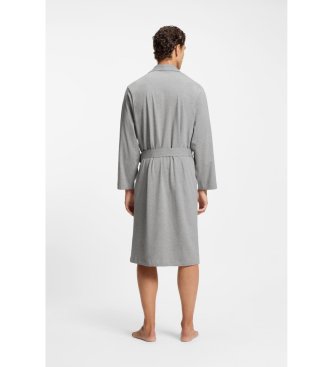 BOSS Peignoir en maille de coton avec logo brodé gris