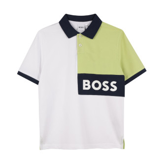 BOSS Set med vit polotrja och shorts, marinbl