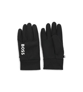 BOSS Running gloves with touch function and printed logos  Black