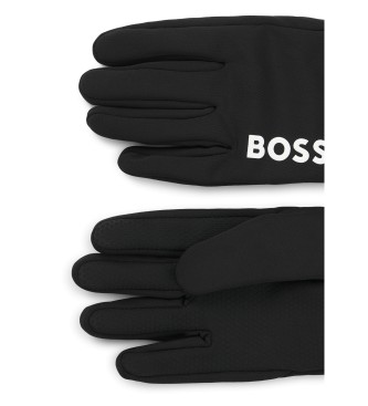 BOSS Running gloves with touch function and printed logos  Black