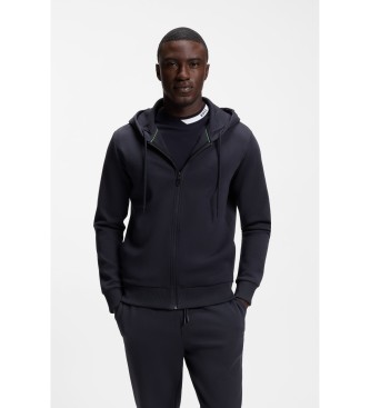 BOSS Camisola com capuz e fecho de correr em azul-marinho