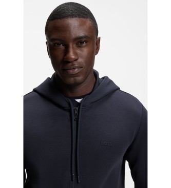BOSS Camisola com capuz e fecho de correr em azul-marinho