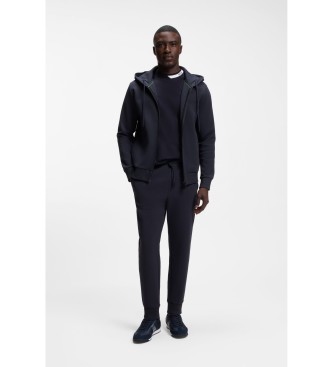 BOSS Camisola com capuz e fecho de correr em azul-marinho