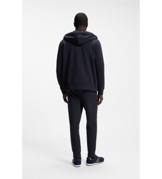 BOSS Camisola com capuz e fecho de correr em azul-marinho