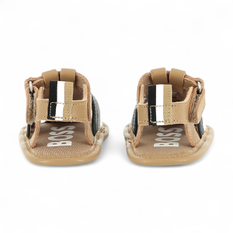 BOSS Brown Leather Loop Sandals