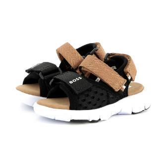 BOSS Sandalen met gekruiste bandjes zwart