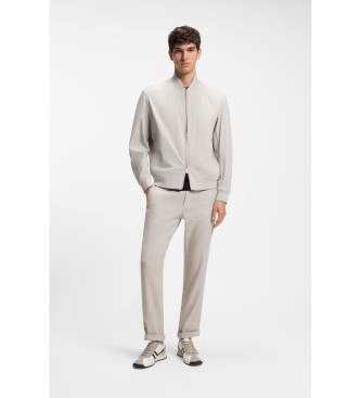 BOSS Leinenhosen Logo beige