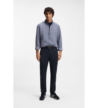 BOSS Leinenhose mit marineblauem Logo-Detail