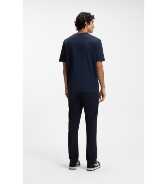 BOSS Leinenhose mit marineblauem Logo-Detail