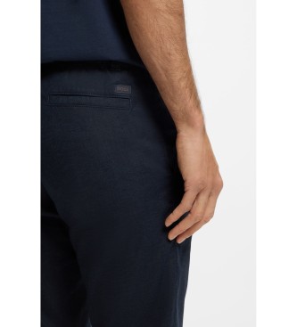 BOSS Leinenhose mit marineblauem Logo-Detail
