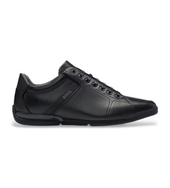 BOSS Leather trainers with odour control lining Saturn black