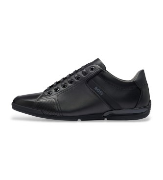 BOSS Leather trainers with odour control lining Saturn black