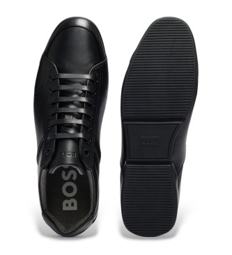 BOSS Leather trainers with odour control lining Saturn black