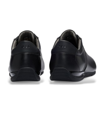 BOSS Leather trainers with odour control lining Saturn black