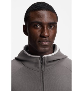 BOSS Siva majica s kapuco na zadrgo