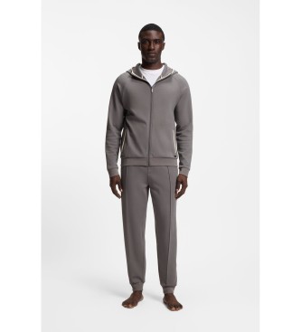 BOSS Siva majica s kapuco na zadrgo