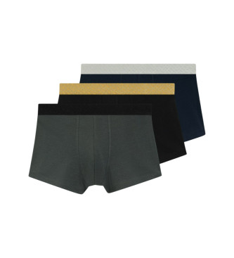 BOSS St med 3 boxershorts i bomuld, sort, bl, grn