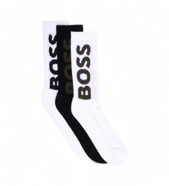 BOSS Set of 3 socks with logo white, black