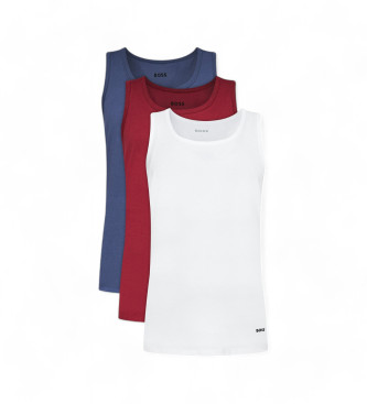 BOSS Set of 3 maroon, white, blue tank tops, white, blue