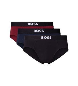 BOSS Lot de 3 slips One rouge, noir, marine