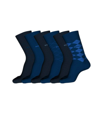 BOSS Lot de 6 chaussettes bleues