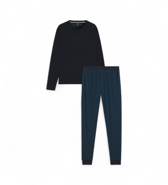 BOSS Pyjamaset met marine logo's en monogrammen