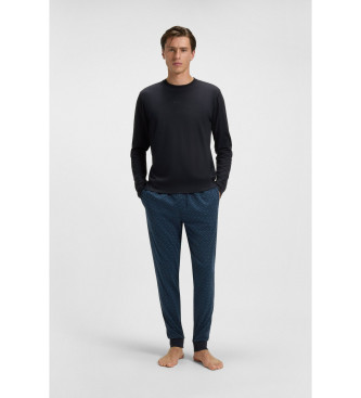 BOSS Pyjamaset met marine logo's en monogrammen