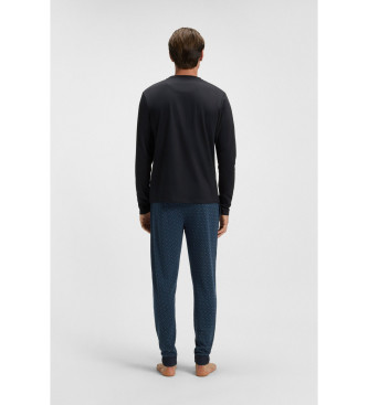 BOSS Pyjamaset met marine logo's en monogrammen
