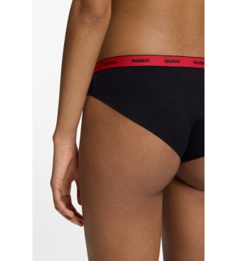 HUGO Komplet 3 črnih hlačk Triplet