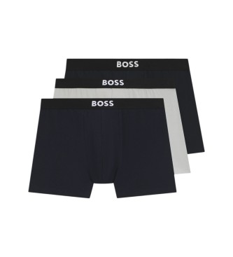 BOSS Lot de 3 boxers gris en coton stretch