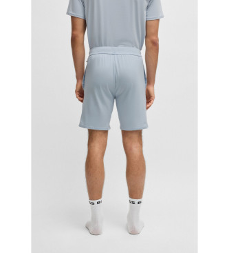 BOSS Pyjama-Shorts aus Stretch-Baumwolle mit blauem Logodruck 