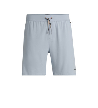 BOSS Pantaloncini del pigiama in cotone stretch con logo stampato blu 