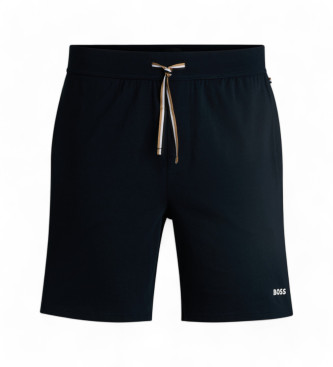 BOSS Short de pyjama en coton extensible avec logo imprim en bleu marine