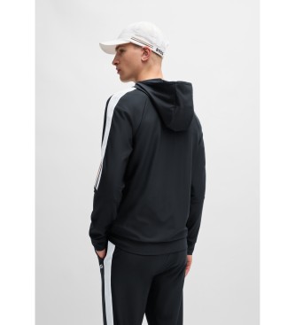 BOSS Sweatshirt com capuz x MATTEO BERRETTINI com capuz e fecho de correr de ajuste regular com arte da marca s riscas pretas